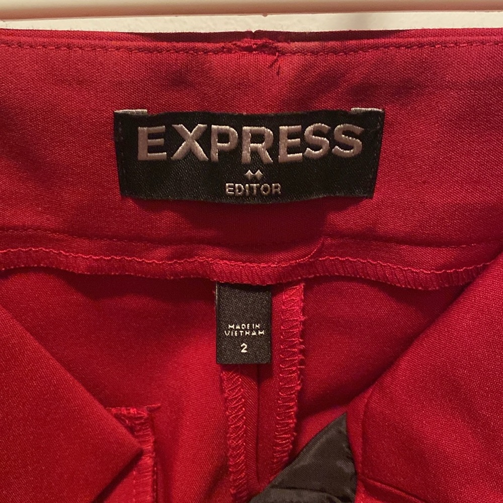Express brand slacks. Editor style, red and color size 2. - Picture 3 of 3
